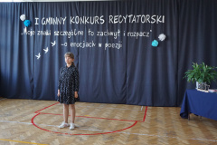Uczestniczka I Gminnego Konkursu Recytatorskiego. 