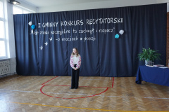 Uczestniczka I Gminnego Konkursu Recytatorskiego. 