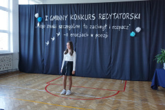 Uczestniczka I Gminnego Konkursu Recytatorskiego. 