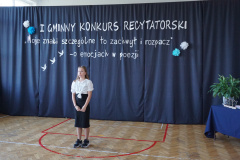 Uczestniczka I Gminnego Konkursu Recytatorskiego. 