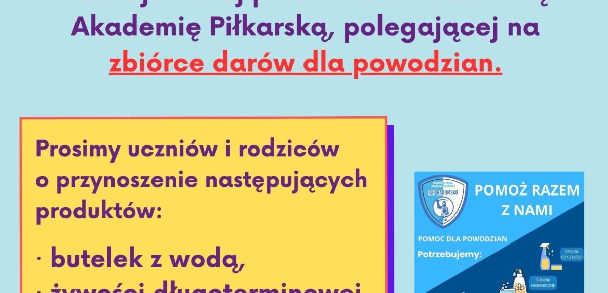 ZBIORKA PRODUKTOW DLA POWODZIAN