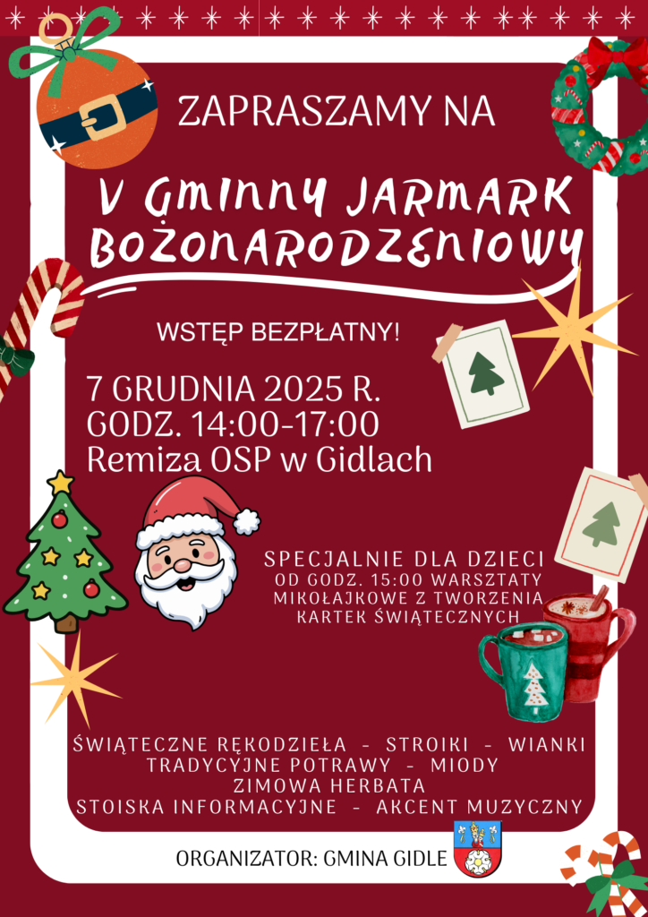 Plakat V GMINNY JARMARK BOŻONARODZENIOWY